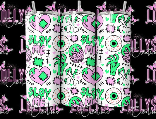 20oz insulated hot & cold tumbler | slay me Halloween goth creepy spooky cute cup gift idea gifts for her | handmade to order |