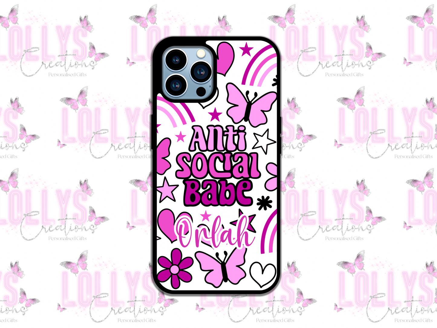 Anti social babe phone case | can also be personalised