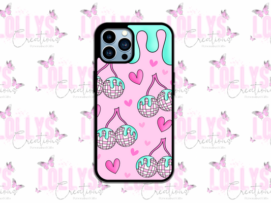 Drip cherry disco balls phone case | can also be personalised