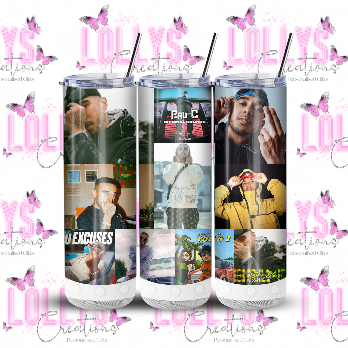 20oz insulated bluetooth speaker hot & cold tumbler | bru c tumbler | handmade to order |