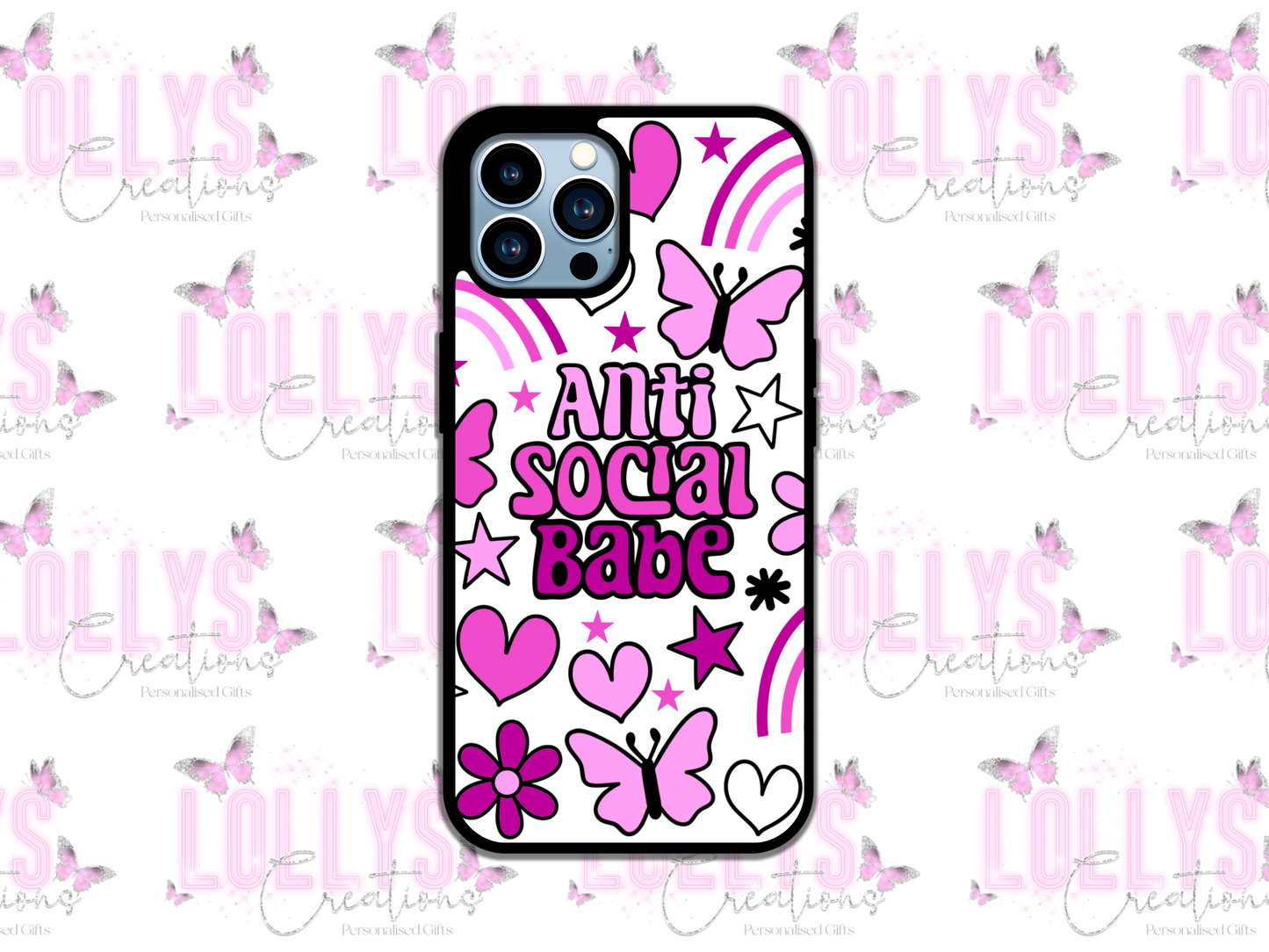 Anti social babe phone case | can also be personalised