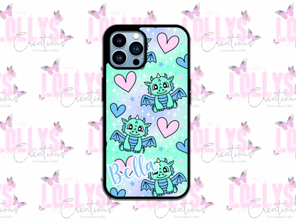 Cute dragon hearts phone case | can also be personalised