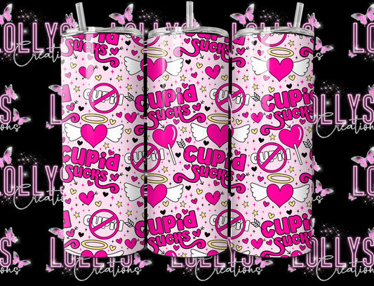 20oz insulated hot & cold tumbler | Cupid sucks valentines cute idea gifts for her | handmade to order |