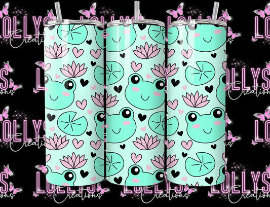 20oz insulated hot & cold tumbler | frog lily pads gift idea gifts for her | handmade to order |