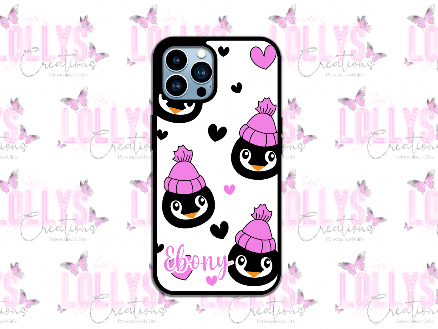 Penguin christmas phone case | can also be personalised