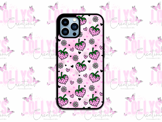 Strawberry hearts phone case | can also be personalised