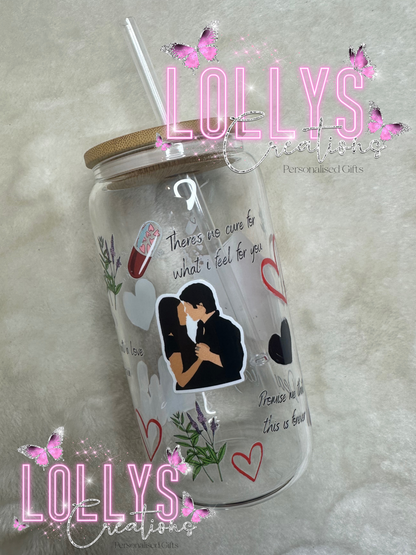 TVD DESIGN 3 16oz glass bamboo lid cup with straw | handmade to order