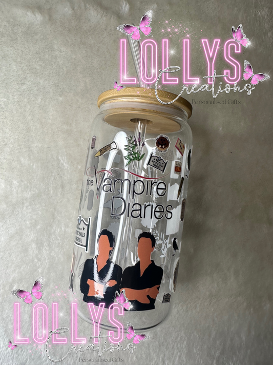 TVD DESIGN 1 16oz glass bamboo lid cup with straw | handmade to order