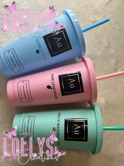 AU vodka 24oz cold cup with reusable straw | multiple colours & flavours available | can be personalised | made to order | gift idea |