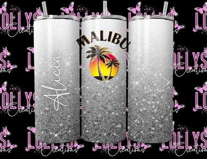 20oz insulated hot & cold tumbler | Malibu tumbler cup can be personalised as shown glitter version | handmade to order |