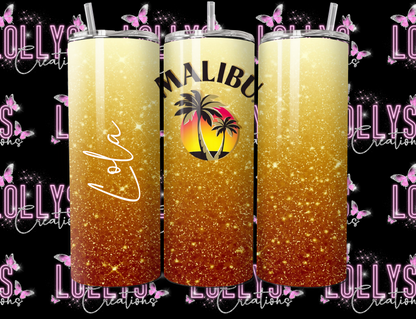 20oz insulated hot & cold tumbler | Malibu tumbler cup can be personalised as shown glitter version | handmade to order |