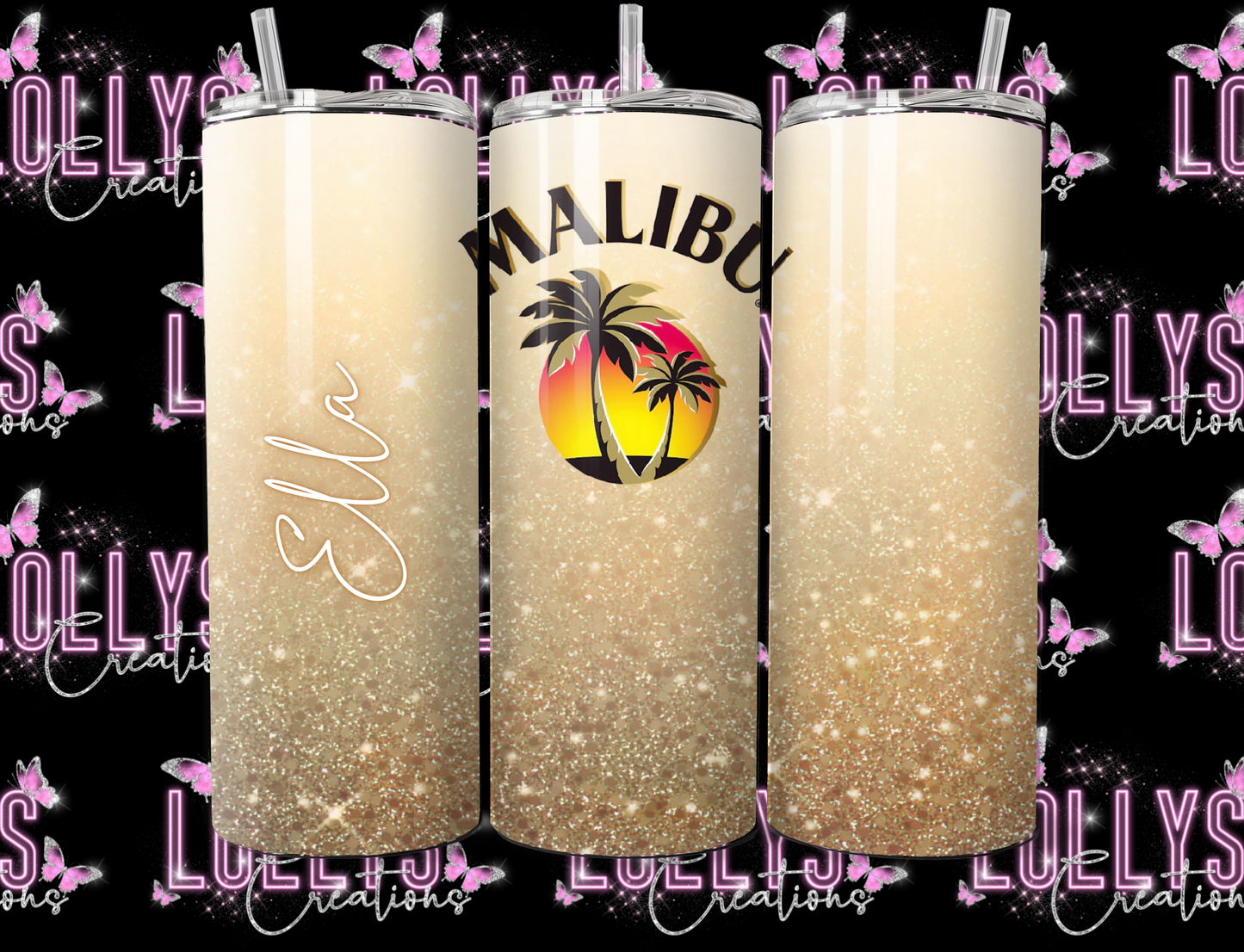 20oz insulated hot & cold tumbler | Malibu tumbler cup can be personalised as shown glitter version | handmade to order |