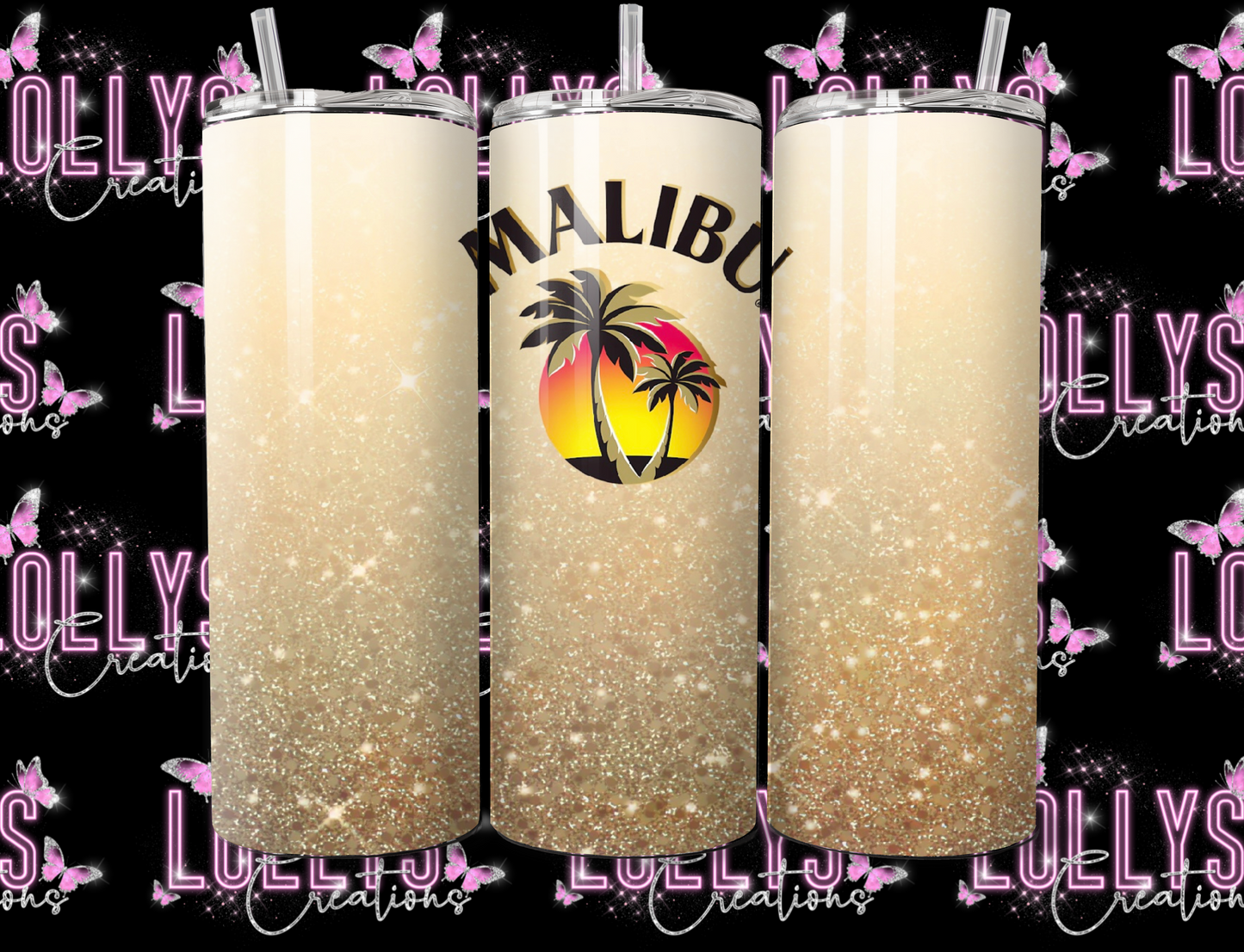 20oz insulated hot & cold tumbler | Malibu tumbler cup can be personalised as shown glitter version | handmade to order |