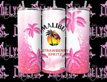 20oz insulated hot & cold tumbler | Malibu tumbler cup can be personalised as shown glitter version | handmade to order |