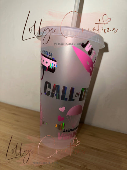 24oz call of duty warzone cup | custom made | personalised personalisable | gamer girl | girly | gaming | pink